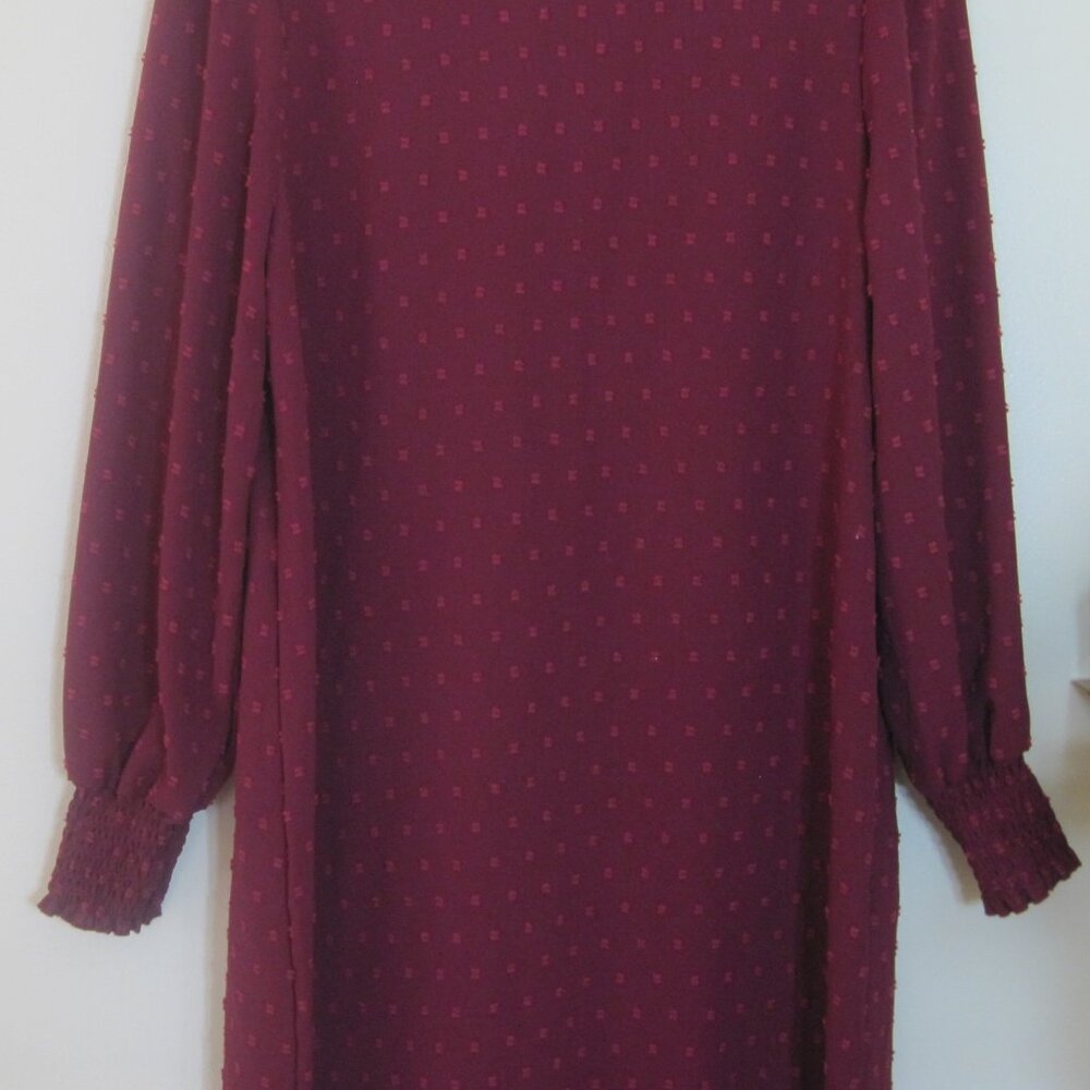 SHEIN-Women's Dress Size 12 -Straight-Burgandy-Elastic Cuffs-Hook & Eye Closure